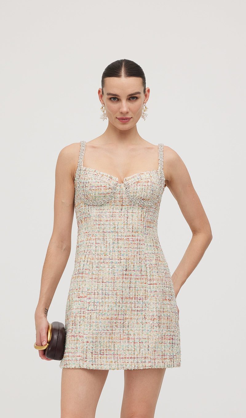 Embellished Boucle Mini Dress