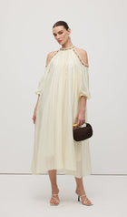 Embroidered Off Shoulder Midi Dress