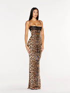 Spaghetti Strap Lace-Trim Sequin Leopard Bodycon Mermaid Dress