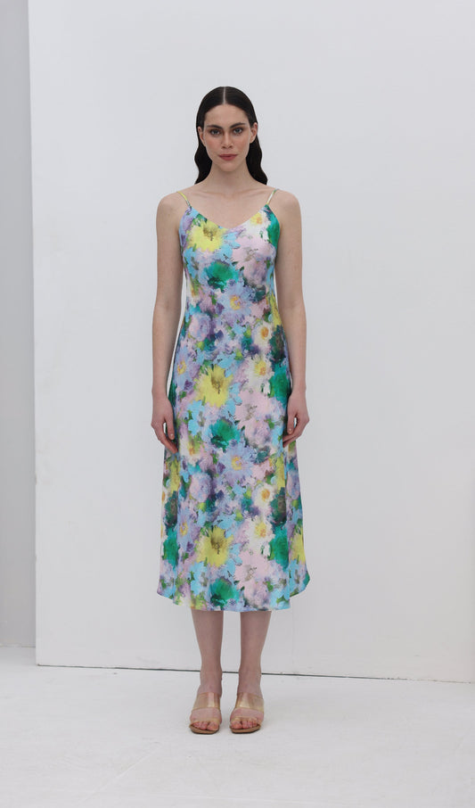 Flower Print Slip Midi Dress