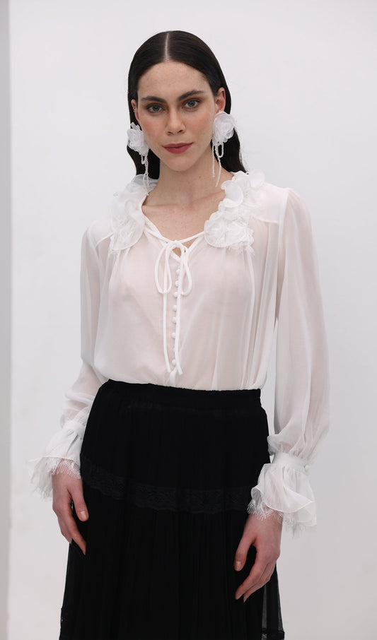 Frills Chiffon Ruffle Blouse Top