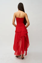 Strapless Waist Twist Front Slit Dress