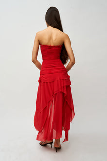 Strapless Waist Twist Front Slit Dress