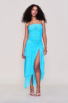 Strapless Waist Twist Front Slit Dress