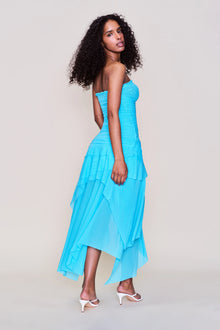 Strapless Waist Twist Front Slit Dress