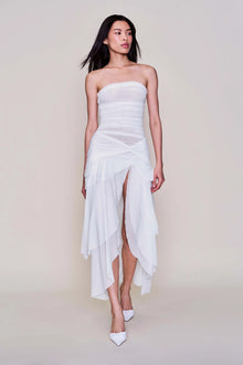 Strapless Waist Twist Front Slit Dress
