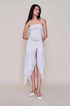 Strapless Waist Twist Front Slit Dress