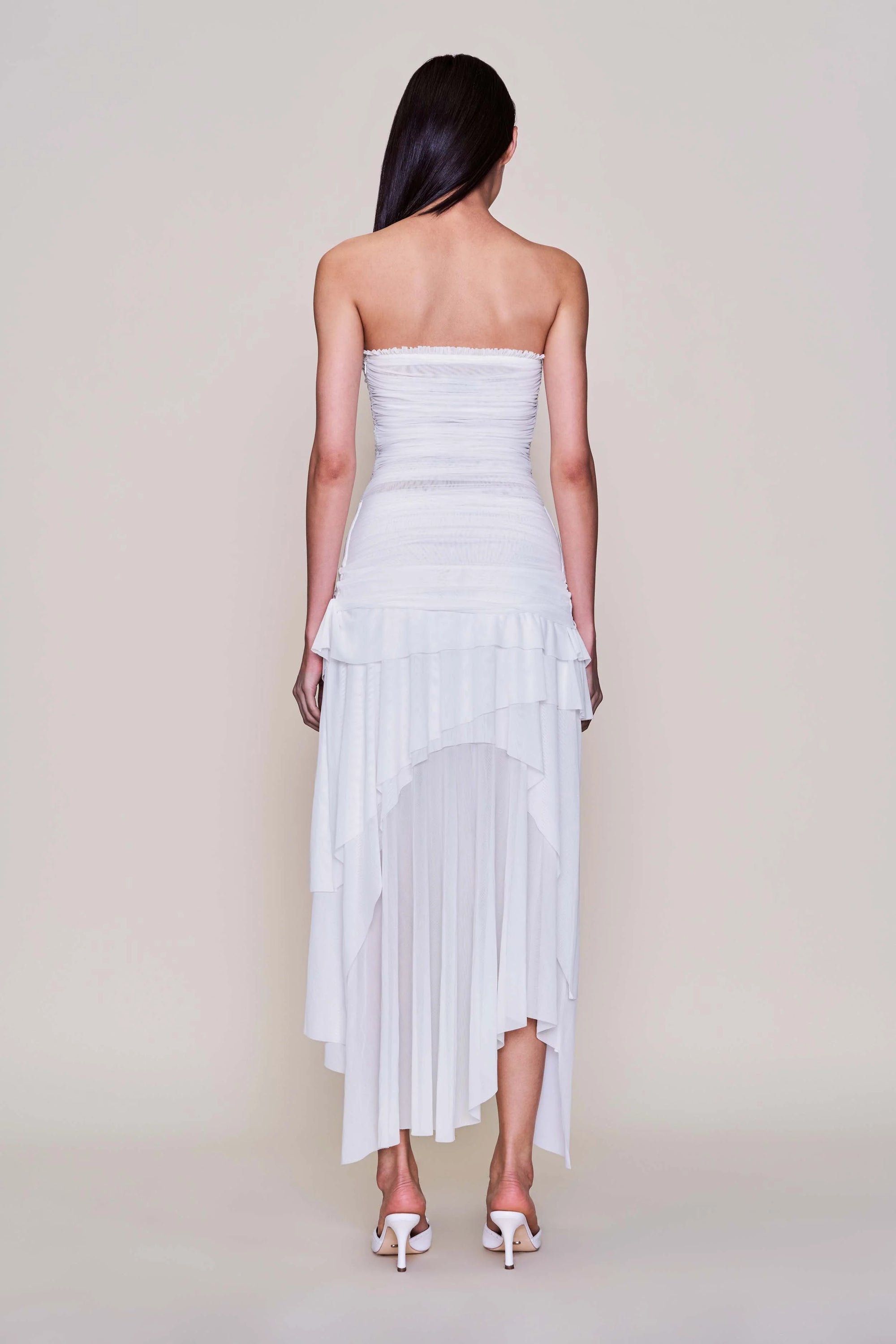 Strapless Waist Twist Front Slit Dress