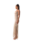 Shimmer Fringe Knit Maxi Dress
