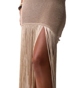 Shimmer Fringe Knit Maxi Dress