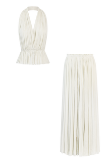 White Silk Skirt & Top Set