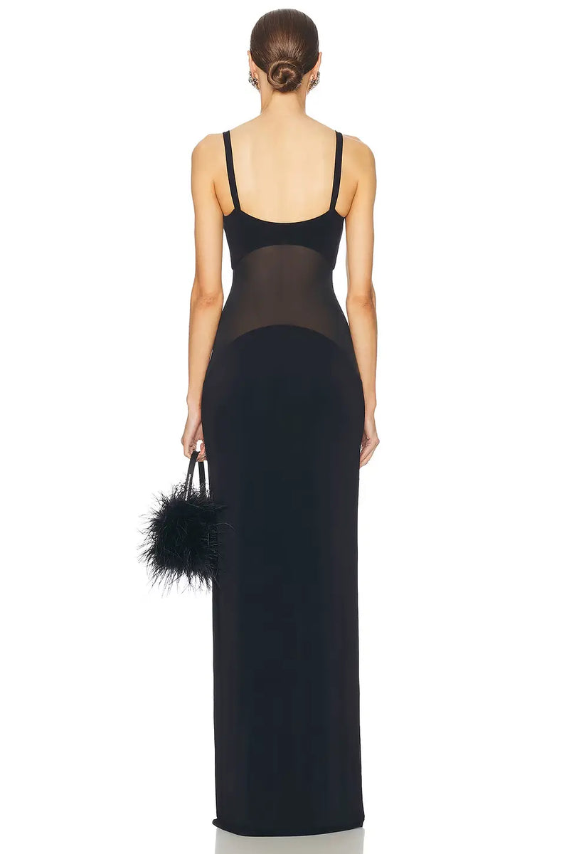 Spaghetti Strap Mesh Splicing Bodycon Dress