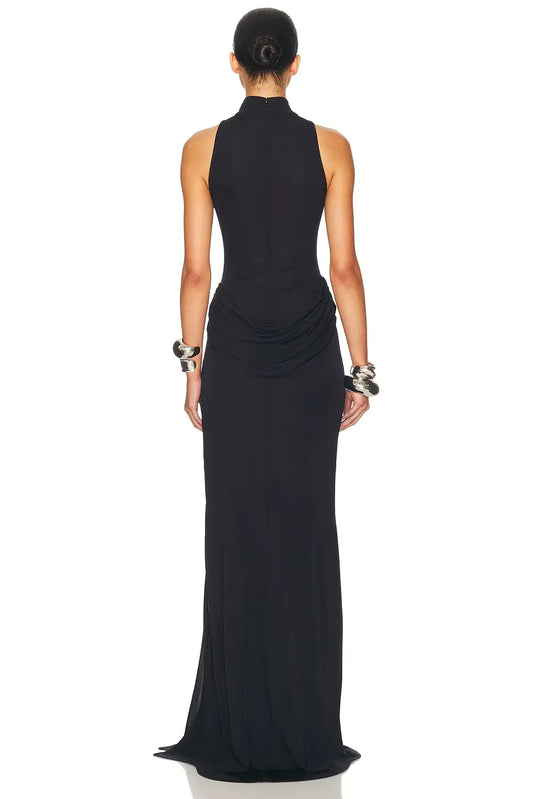 High-Neck Tank-Style High-Slit Dress