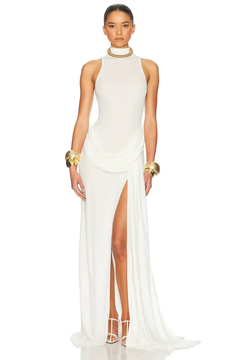 High-Neck Tank-Style High-Slit Dress