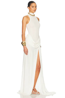 High-Neck Tank-Style High-Slit Dress