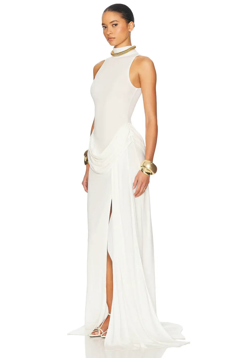High-Neck Tank-Style High-Slit Dress