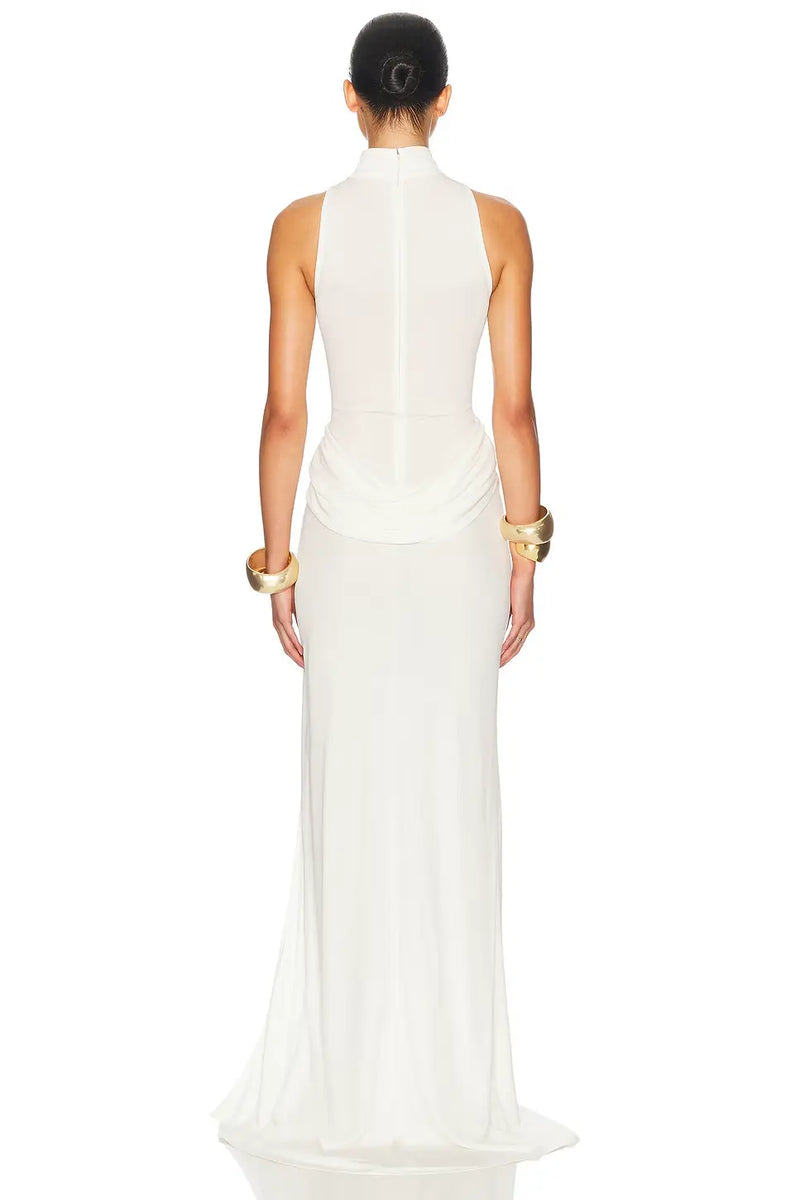 High-Neck Tank-Style High-Slit Dress