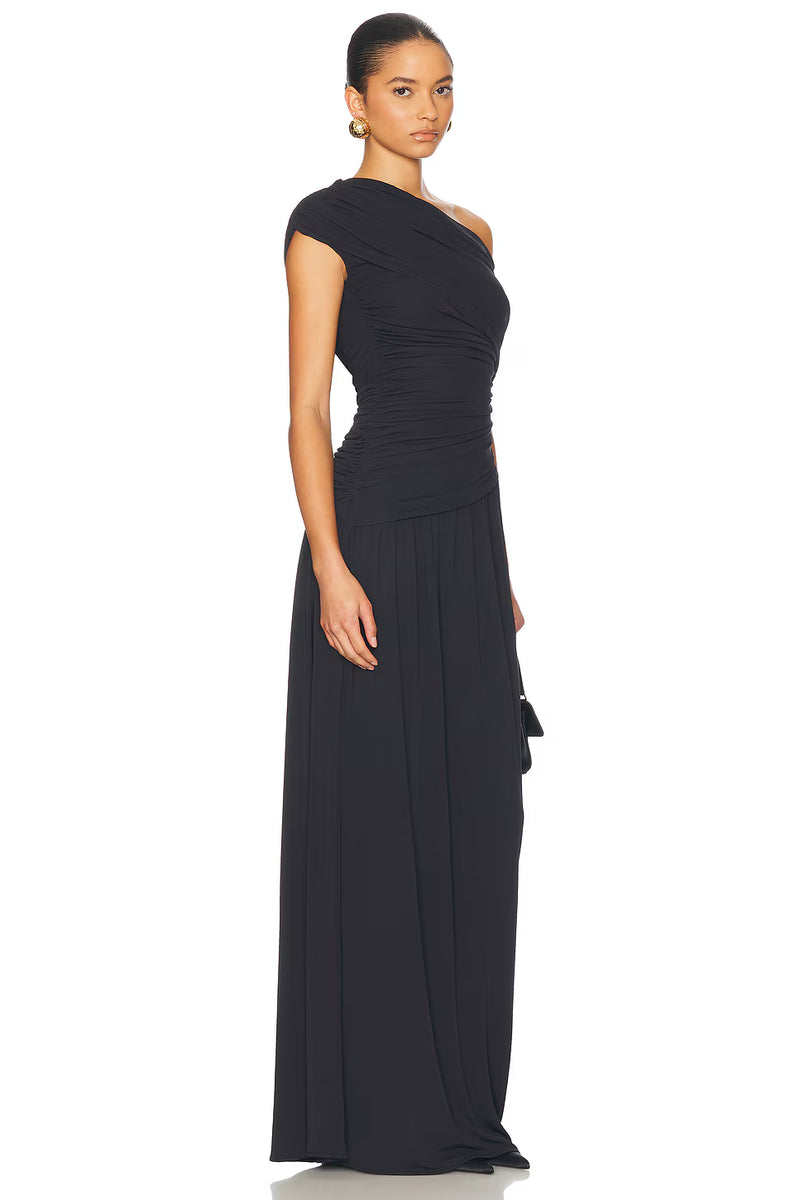 One-Shoulder Ruched Maxi Dress