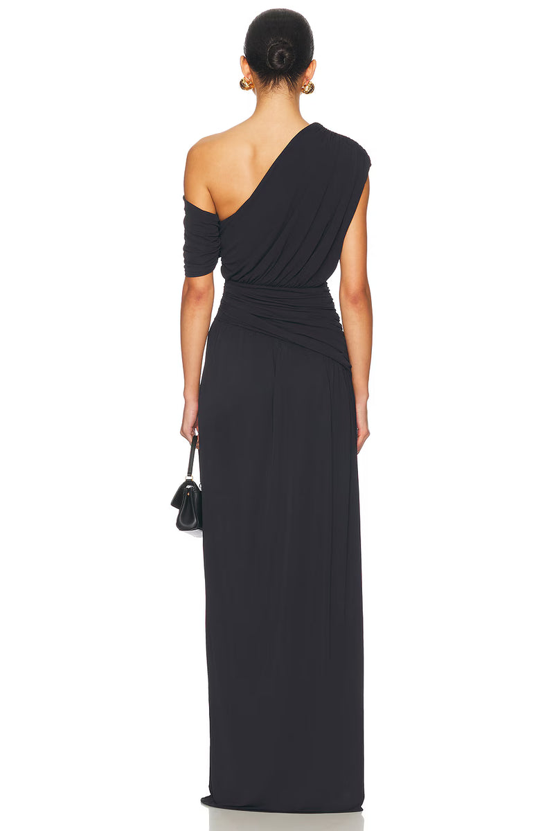 One-Shoulder Ruched Maxi Dress