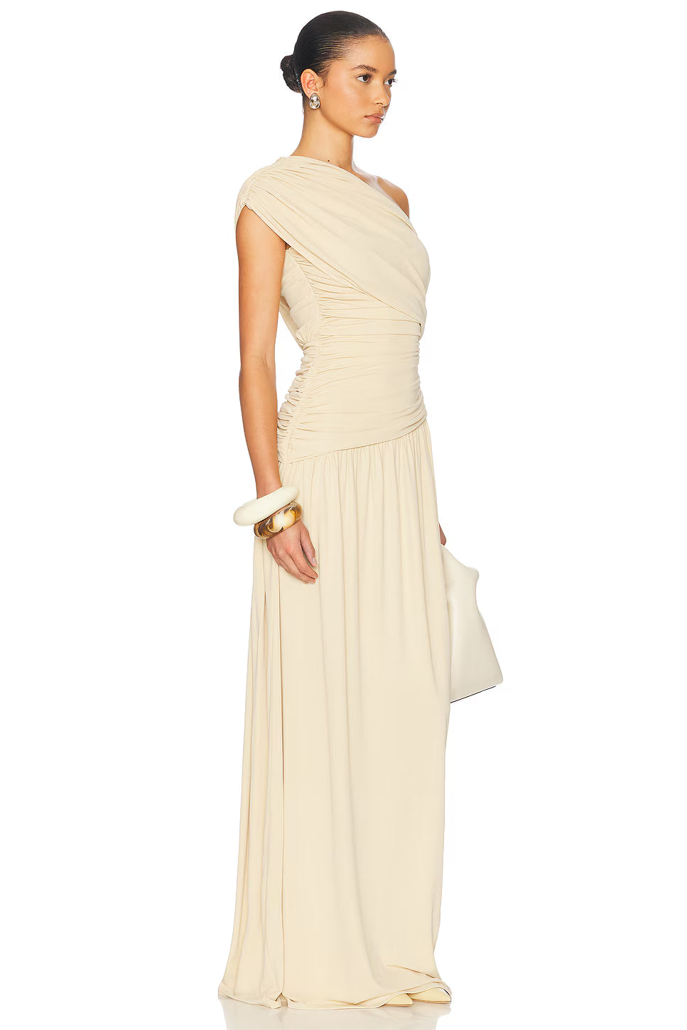 One-Shoulder Ruched Maxi Dress