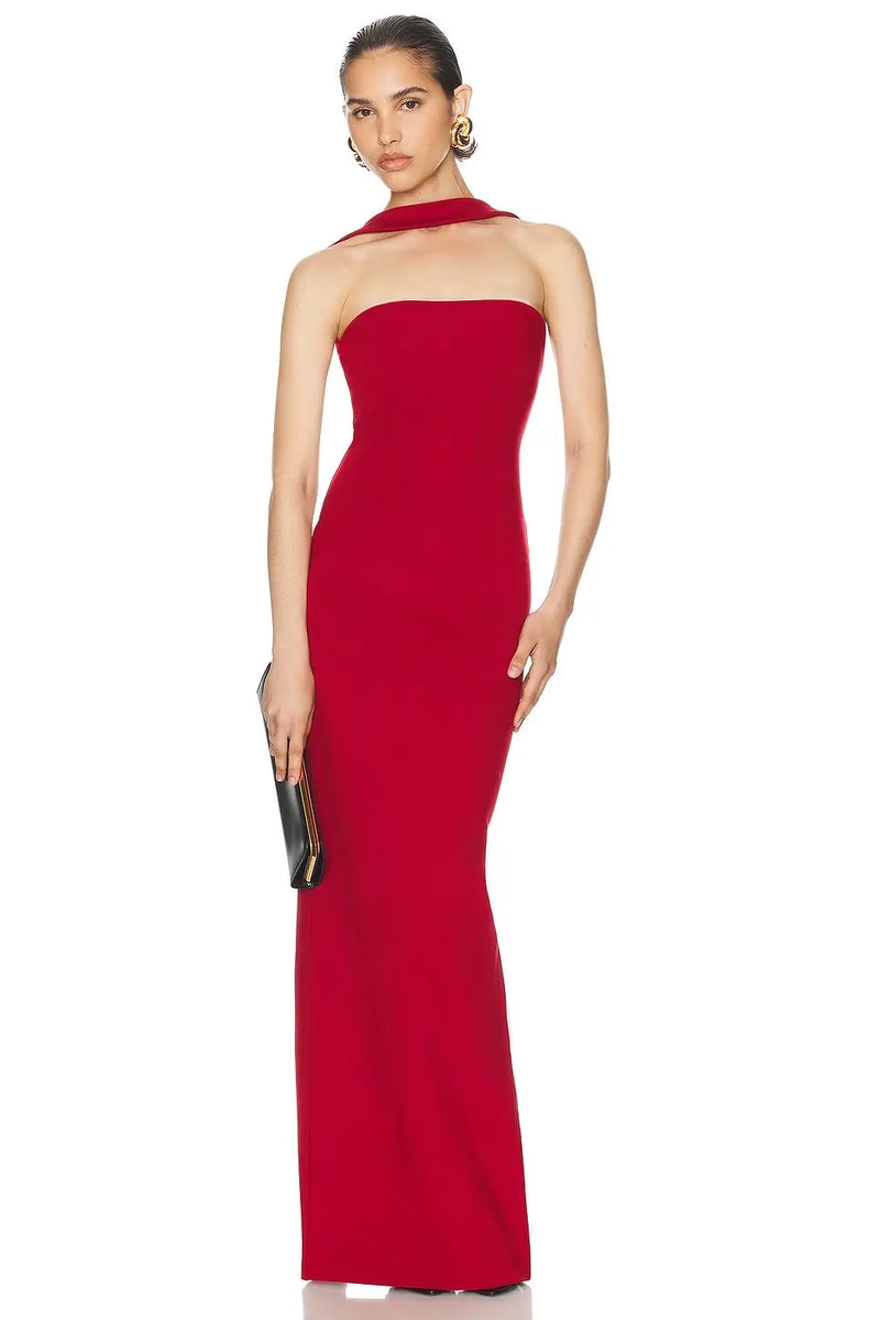 Neck-Wrap Strap Strapless Dress