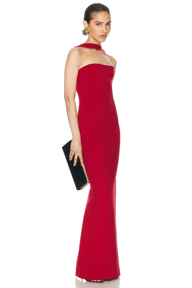 Neck-Wrap Strap Strapless Dress