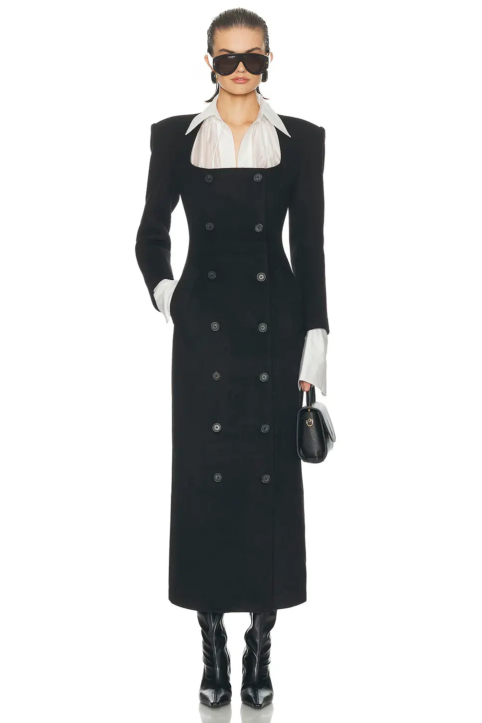 Retro Square Collar Wool Coat