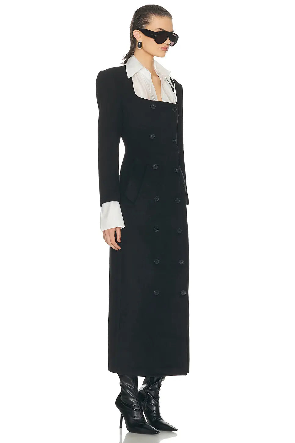 Retro Square Collar Wool Coat