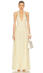 Halter V Neck Maxi Dress