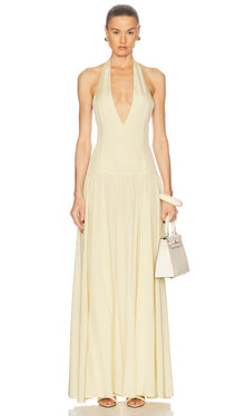 Halter V Neck Maxi Dress