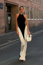 Sleeveless Backless Ruched Splicing Bodycon Dress