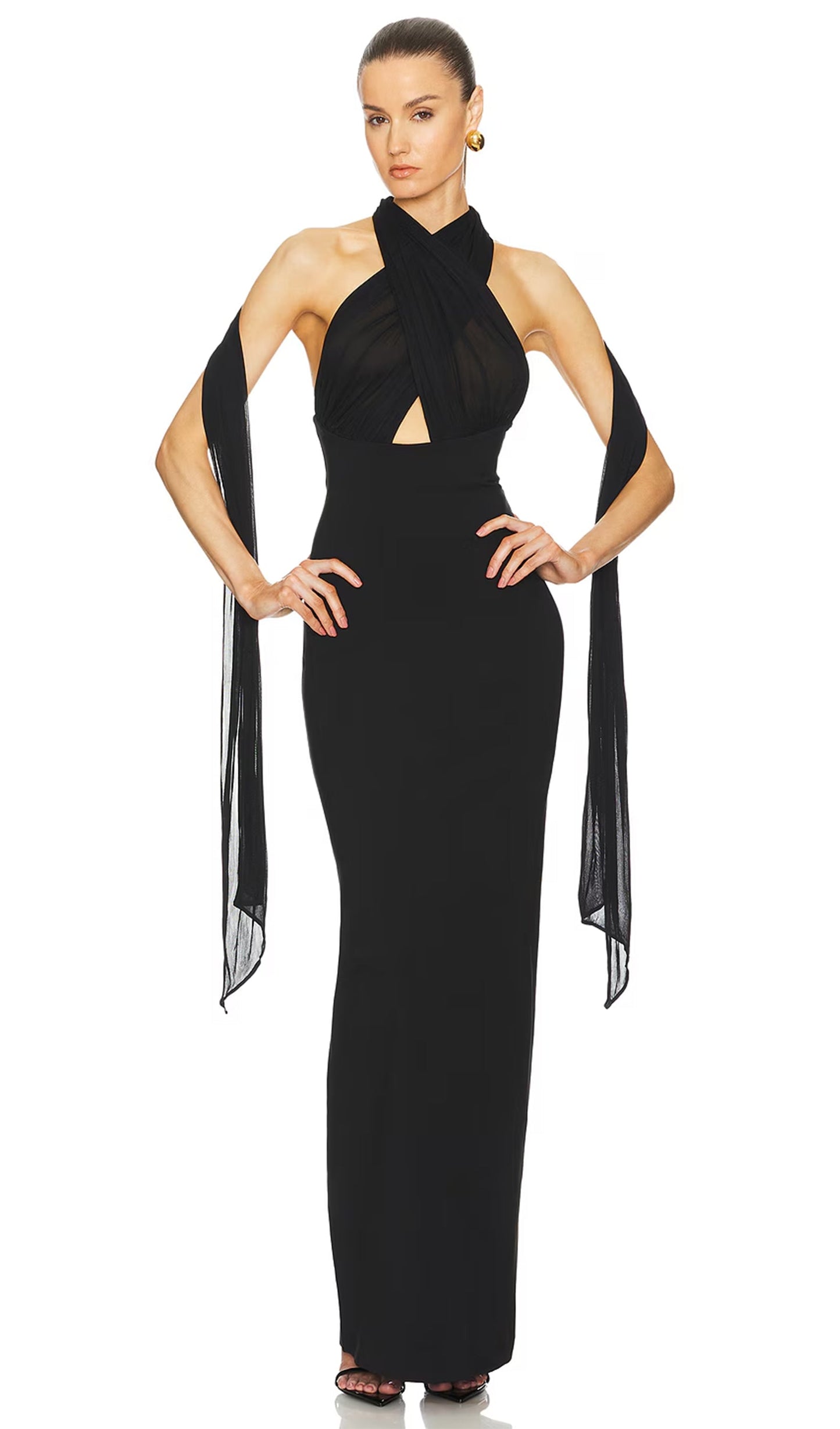 Halter Mesh Maxi Dress
