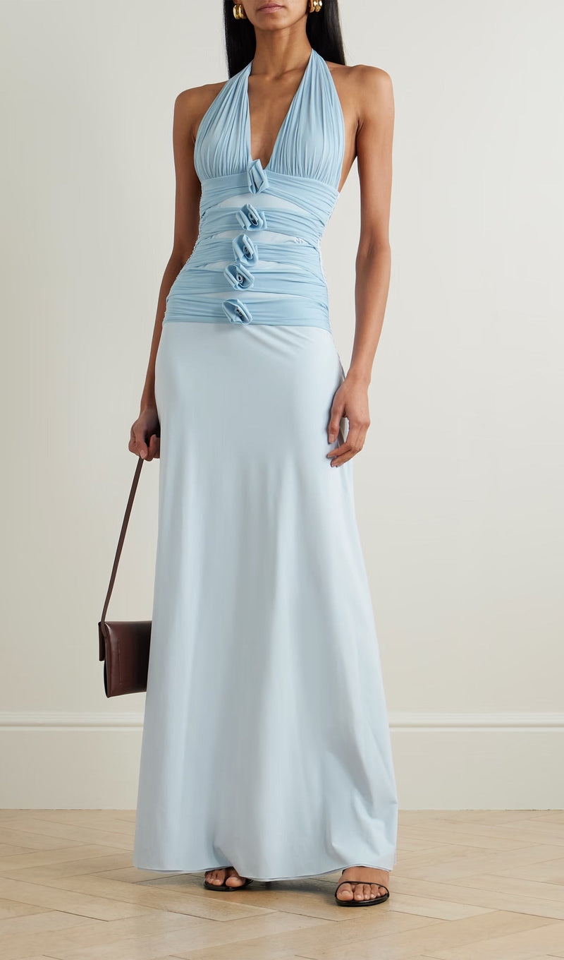 Halter Neck Backless Bodycon Maxi Dress