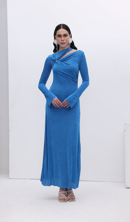 Hollow Out Metallic Decor Maxi Dress