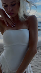 Strapless Bandage Fringe Panel Dress