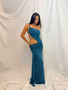 One-Shoulder Cutout Ruched Twist Bodycon Dress