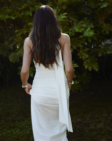 High-Neck Tank-Style Scarf-Detail Bodycon Dress