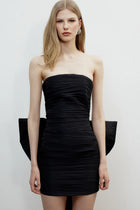 Ruched Bow Strapless Mini Dress