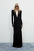 Deep V-Neck Long-Sleeve  Waist Ruches Dress