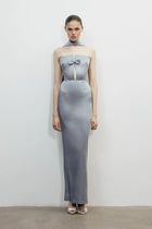 Bust Bow Cut-Out Strapless Dress