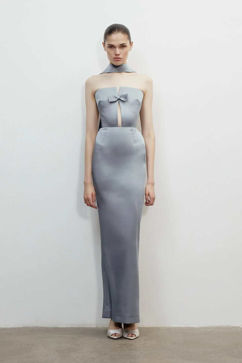 Bust Bow Cut-Out Strapless Dress