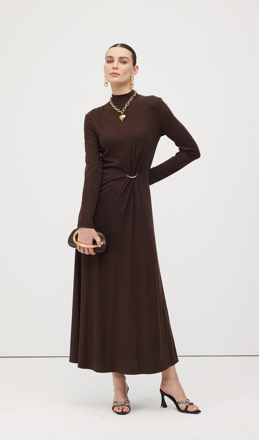 Jersey Metallic Decor Maxi Dress
