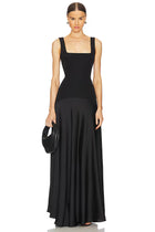Spaghetti Strap Square-Neck Dress featuring Satin Contrast Panels