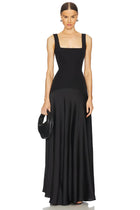 Spaghetti Strap Square-Neck Dress featuring Satin Contrast Panels