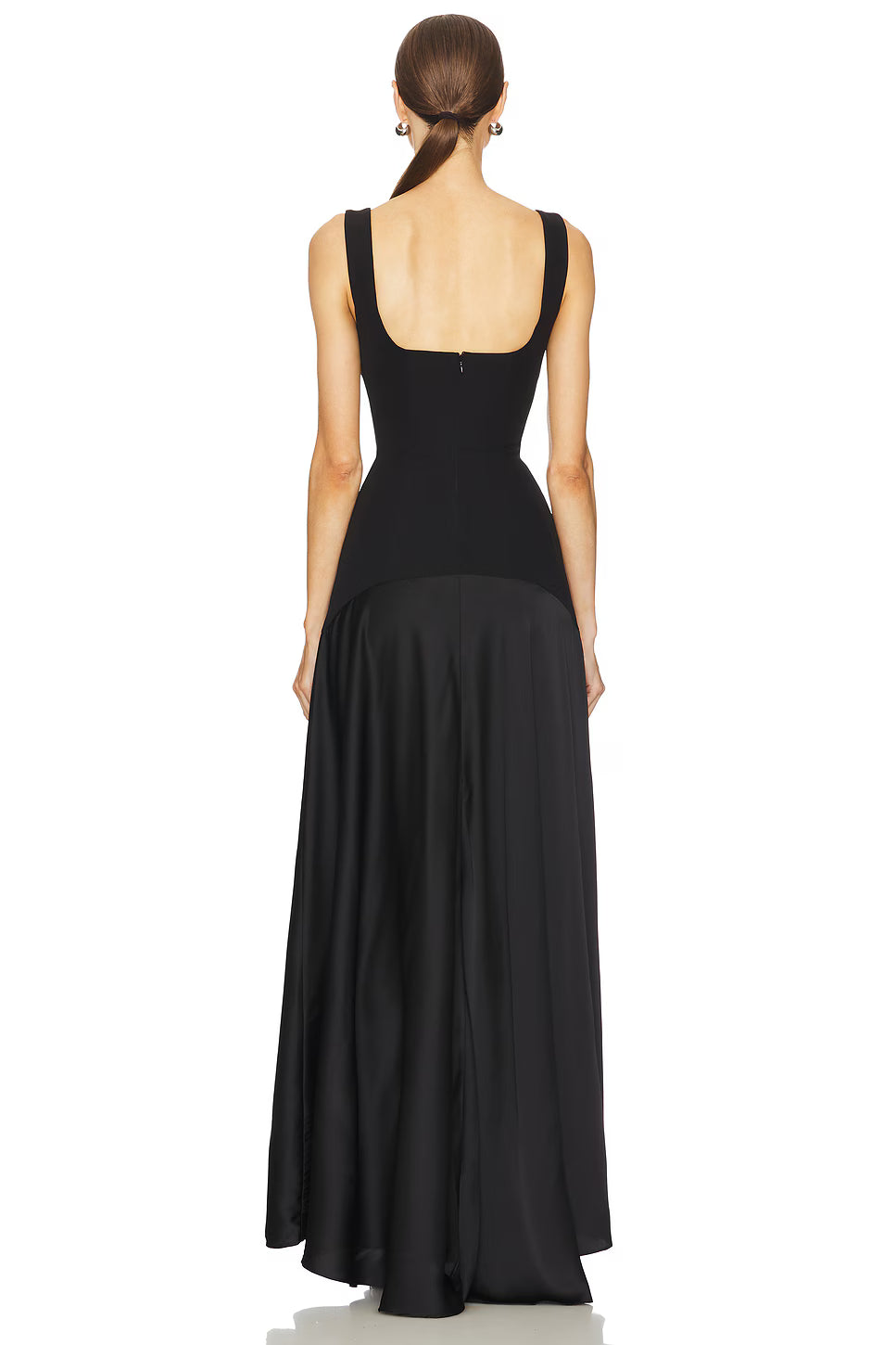 Spaghetti Strap Square-Neck Dress featuring Satin Contrast Panels