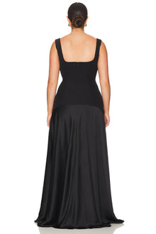 Spaghetti Strap Square-Neck Dress featuring Satin Contrast Panels