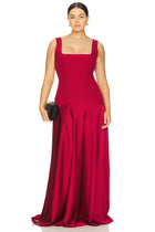 Spaghetti Strap Square-Neck Dress featuring Satin Contrast Panels