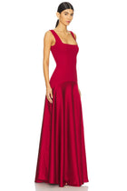 Spaghetti Strap Square-Neck Dress featuring Satin Contrast Panels