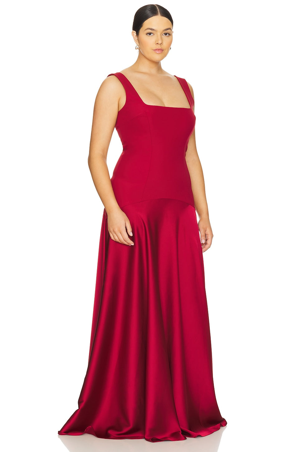 Spaghetti Strap Square-Neck Dress featuring Satin Contrast Panels