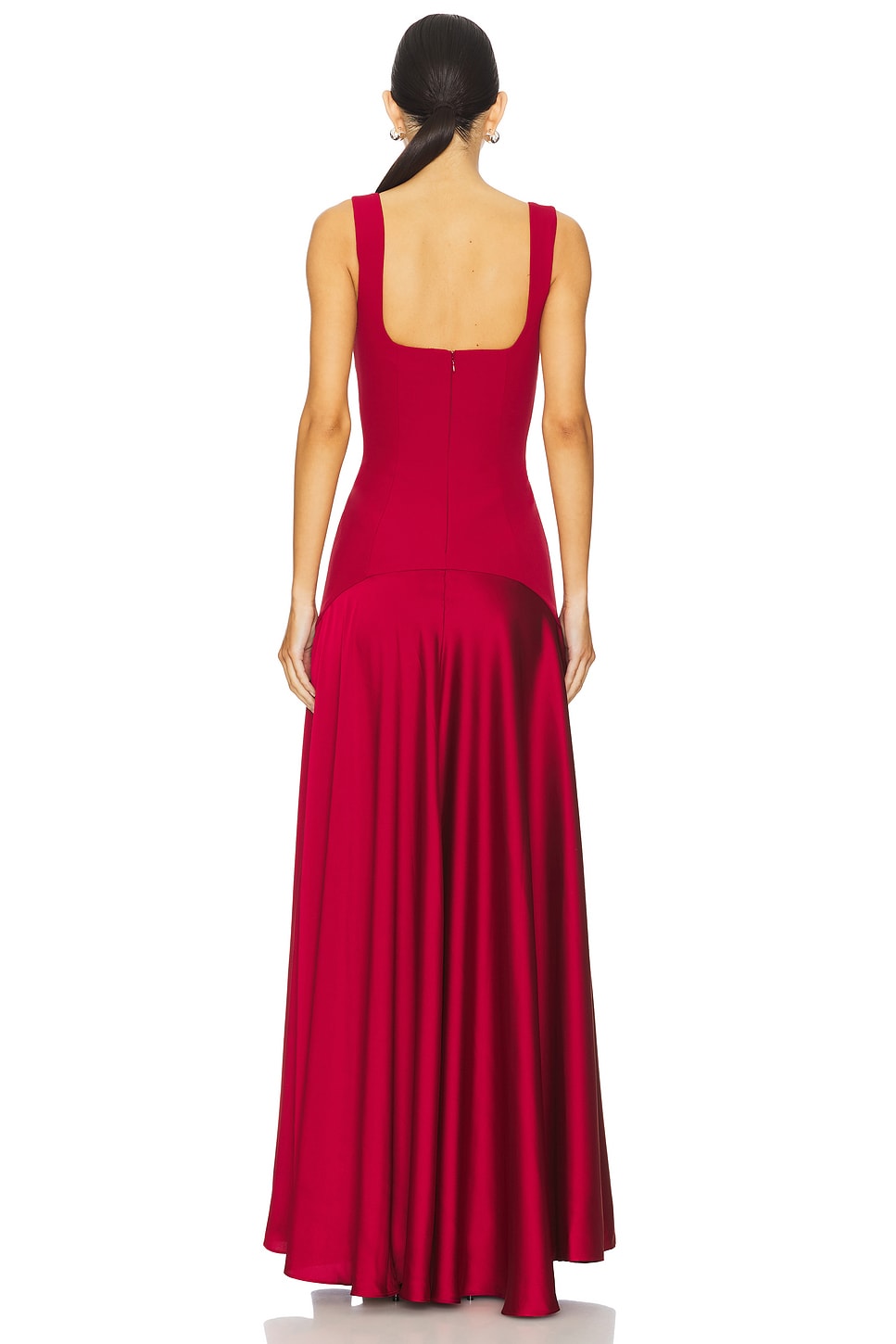 Spaghetti Strap Square-Neck Dress featuring Satin Contrast Panels